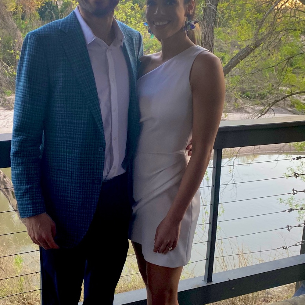 Rasario White silk cocktail dress